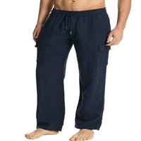Мъжете от beiwei монтирани панталони със средна талия с джобове за свободното време на шезлонги еластична талия за джогинг панталон