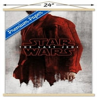 Междузвездни войни: Последният джедай - Стенски плакат на Червен Фин с дървена магнитна рамка, 22.375 34