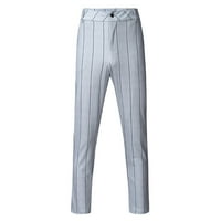 Товарни панталони Labakihah за мъже модни мъже ежедневни бизнес тънки приспособления за ивици с печат дълги панталони панталони сиви xl