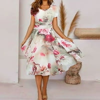 Лятна ежедневна модна модна мода за флорален принт с късо ръкав V-образно люлееща рокля