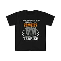Натиснете ви пред зомбита, за да спасите тенисната тениска Terier Dog S-3XL