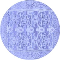 Ahgly Company Indoor Round Oriental Blue Traditional Area Rugs, 7 'Round