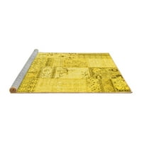 Ahgly Company Machine Wareable Indoor Rectangle Packwork Жълта преходна площ килими, 7 '9'