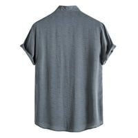 Мъжки тениска лятна ежедневна солидна риза с късо ръкав