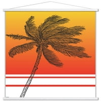 Линейно изкуство - Плакат за стена на палмово дърво с дървена магнитна рамка, 22.375 34