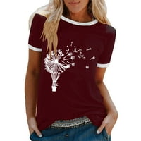 Западните ризи на Scyoekwg за жени модерни къси ръкав лятен диск ELION модел графичен свободни ежедневни сладки върхове плюс размер
