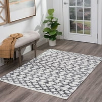 Преходна площ килим шаг дебел Геометричен бял, сив вътрешен Правоъгълник лесен за почистване