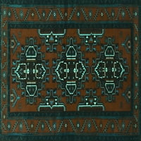 Ahgly Company Indoor Rectangle Persian Turquoise Blue Traditional Area Rugs, 6 '9'