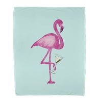 Просто Дейзи,, Единичен Фламинго Животински Печат Плажна Кърпа, Аква
