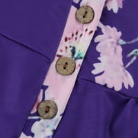 Памучен тийнейджъри с дълъг ръкав Асиметрична дамска ръкава бутони отгоре кръг отпечатана шия дълга женска блуза