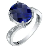 Ораво 3. КТ овална форма създаде син сапфир и диамантен пръстен в 14к Бяло Злато