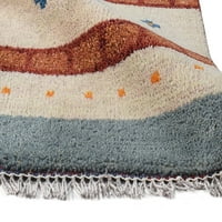 Ръчно заплетено бежово вълнен килим 1 '2' Югозападна американска племена малък килим