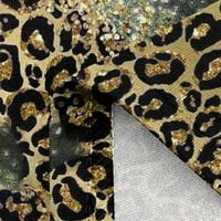 Макси рокли за жени модни цветни блок леопард Небрежен свободен год на туника Ruched Crew Neck с къс ръкав Boho Ваканционни рокли