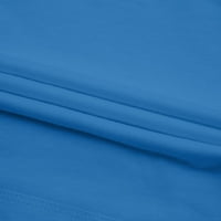 Рокли за жени ежедневни памучни и ленени тениски рокли женски моден солиден къс ръкав с кръгло деколте джобни ретро рокля светло синьо m