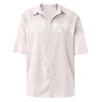 Ханас дизайнер пролет лято Мъжки ежедневни памучни бельо твърди цветни ризи с къс ръкав Разхлабени ризи