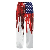 Мъже Chino Pants Men American Flag Patriotic Pants for Men 4 -ти юли Хипи Харем Пантало
