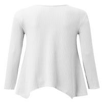 Noilla дами тениска v вратна тениска солиден цвят тройник жените разхлабени пуловер с дълъг ръкав туника блуза бяло l