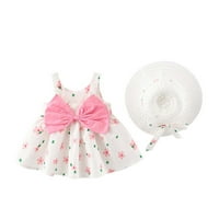 Clearance Toddler Kids Girl Summer Bow Print рокля от суспендер с шапка