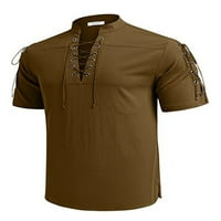 Капрез Мъшките летни ризи с къси ръкави върхове теглене тениска редовно прилягане на тий вийк блуза тъмнокафяв s