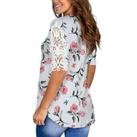 Тениска на Dyfzdhu за жени издълбава моден печат с къси ръкави с тениска с тениска с тениска