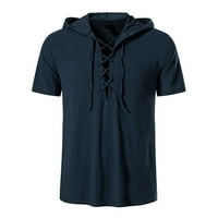 Kakina S Plus Size Мъжки ризи Просвещение Мъжки памук и коноп с къси ръкави тениска винтидж привързване на твърд цвят риза от дъна горна риза блузи блузи