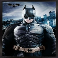 Филмът на комикси - The Dark Knight Rises - Batman - Стенният плакат на Caped Crusader с дървена магнитна рамка, 22.375 34