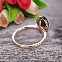 1. Карат кръг отрязан черен диамант Мосанит годежен пръстен на 10K розово злато ореол Античен дизайн, обещаващ пръстен, юбилеен пръстен
