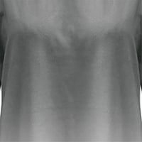 Дамски върхове екипаж на шията твърда блуза ежедневни жени тениски дълги ръкави модни сиви 4xl