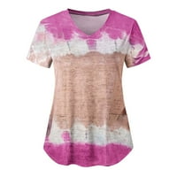 Графични отпечатъци с къс ръкав блузи работни дрехи летни върхове върхове за жени горещи розови s