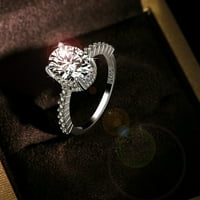 Heiheiup moissanite deluxe кръгъл сватбен пръстен Цирконов пръстен за жени и момичета мода прост цирконов пръстен прост женски пръстен