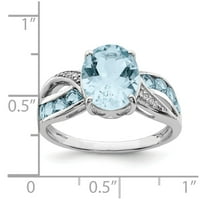 Бели стерлинги сребърни пръстени Gemstone Diamond Swiss Blue Topaz