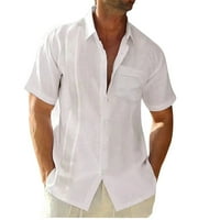 Penkiiy Мъжки небрежен бутон мода имат джобове бельо със солидна цветна риза върхове блуза тениски l бяло на клирънс