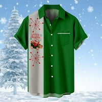 Коледни мъжки ризи Дядо Коледа подарък 3D цифров копче за печат ревера с късо ръкав риза t топ блуза полиестер