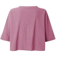 Pfysire дами с v-образен ръкав ежедневни блузи върхове буква тениска тениска розово m