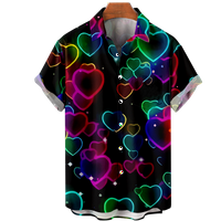 Женска блузна риза бутон за сърдечна риза за печат Небрежно, възрастен-6xl,04