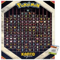 Pokémon - Стенски плакат на региона Канто с pushpins, 22.375 34
