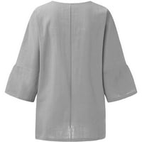 Летни жени от ръкав екипаж на шията флорален отпечатани разхлабени тениски тениски ежедневни бельо туника тий блуза