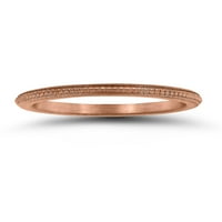 Тънка сватбена лента за женска монета в 14k розово злато