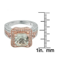 Двуцветно Сребро 5. Тцв възглавница-нарязани зелен аметист пръстен