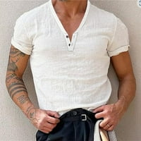 Мъже неприятни хенли шия обикновен хлабав тениска с къси ръкави мускулни ризи горна блуза