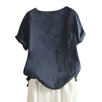 Yubatuo Дамски оглавява жените модни ежедневни кръгли шия за печат с къс ръкав топчета блуза блузи за жени