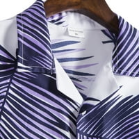 Хъпта ризи за мъже пролетта лято отпечатани якички за завъртане небрежно едно гърди ризи с къс ръкав