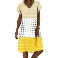 Aoochasliy Summer Lote Loose Stripe Dot Mini рокли за жени пачуърк v-образно декол