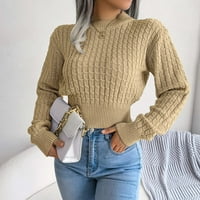 Gubotare плюс размери пуловери за работа жени с дълъг ръкав небрежен модерен зимен оребрен пуловер върхове
