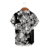 Цветя Мъжки ризи с къс ръкав момчета лято тънък материал деца хавайска риза мъж блуза мъжки топ ， d-xs