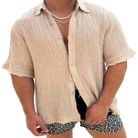 Niuer мъжки върхове къси ръкави летни ризи бутон надолу блуза ежедневни тениски ревера врат тий каки 2xl