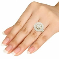 1кт диамант 10к жълто злато клъстер ореол годежен пръстен