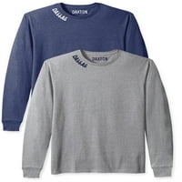 Daxton Premium Dallas Men Тениска с дълги ръкави ултра мек средно тегло памук, 2pk Hthnavy White Hgray Navy 3XL