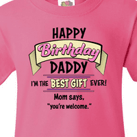 Inktastic Честит рожден ден, татко- най-добър подарък някога в розова младежки тениска